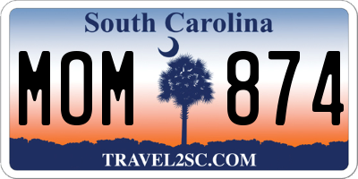SC license plate MOM874