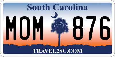 SC license plate MOM876