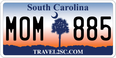SC license plate MOM885