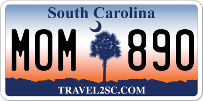 SC license plate MOM890