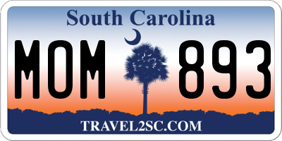 SC license plate MOM893