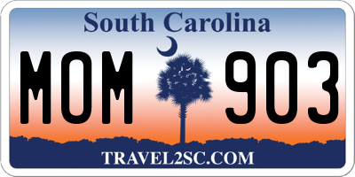 SC license plate MOM903