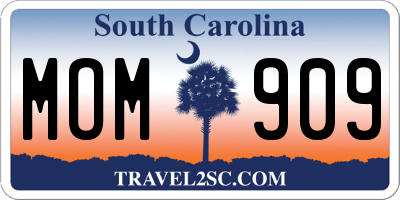 SC license plate MOM909