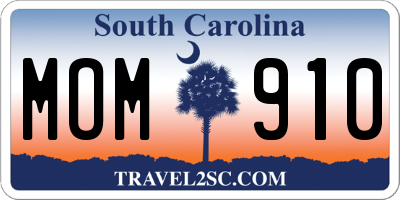 SC license plate MOM910