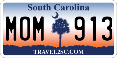 SC license plate MOM913