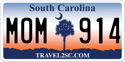 SC license plate MOM914