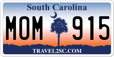 SC license plate MOM915