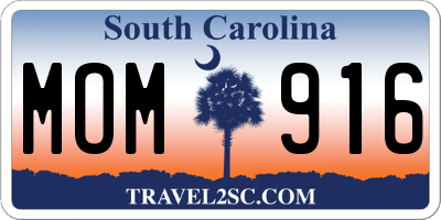 SC license plate MOM916