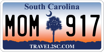SC license plate MOM917