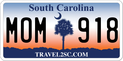 SC license plate MOM918