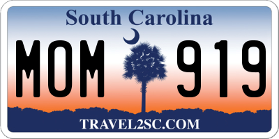 SC license plate MOM919