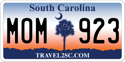 SC license plate MOM923