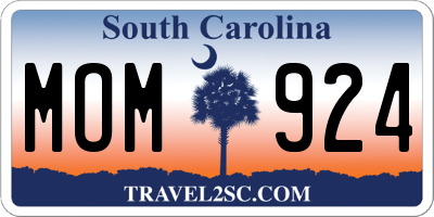 SC license plate MOM924