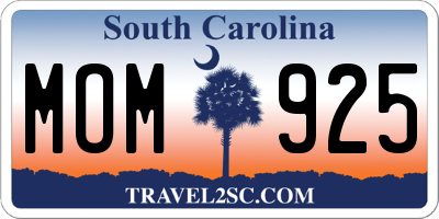 SC license plate MOM925