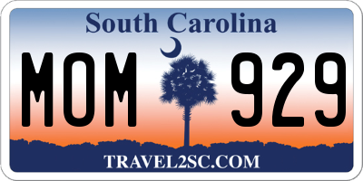 SC license plate MOM929