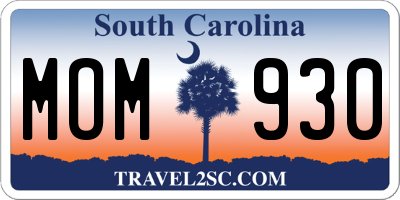 SC license plate MOM930