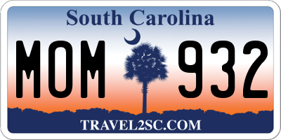 SC license plate MOM932