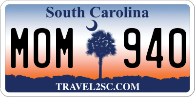 SC license plate MOM940