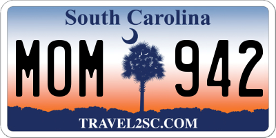 SC license plate MOM942