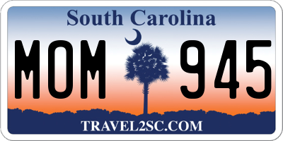 SC license plate MOM945