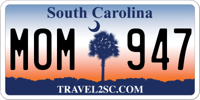 SC license plate MOM947