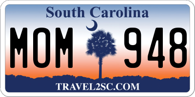 SC license plate MOM948