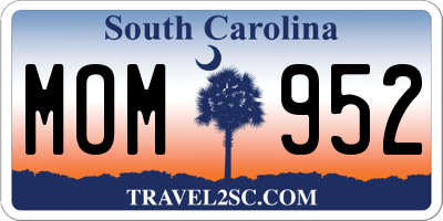 SC license plate MOM952