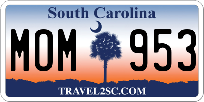 SC license plate MOM953