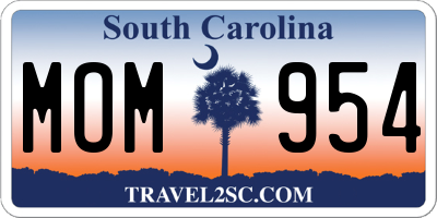 SC license plate MOM954
