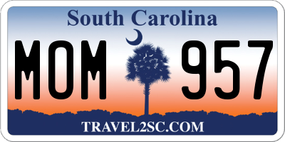 SC license plate MOM957