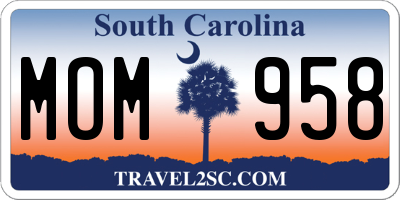 SC license plate MOM958