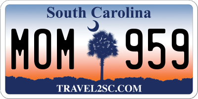 SC license plate MOM959