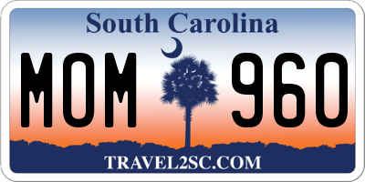 SC license plate MOM960