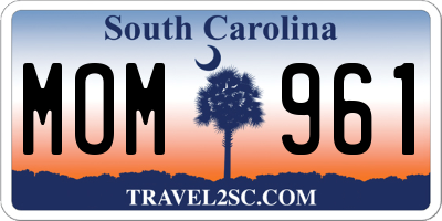 SC license plate MOM961