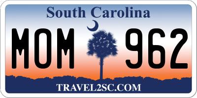SC license plate MOM962