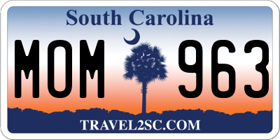 SC license plate MOM963