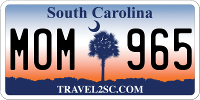 SC license plate MOM965