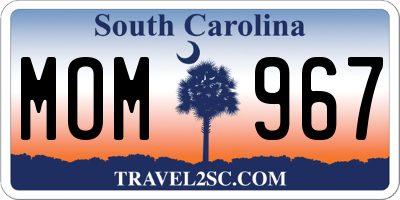SC license plate MOM967