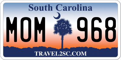 SC license plate MOM968