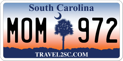 SC license plate MOM972