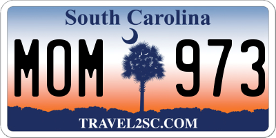 SC license plate MOM973