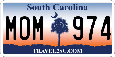 SC license plate MOM974
