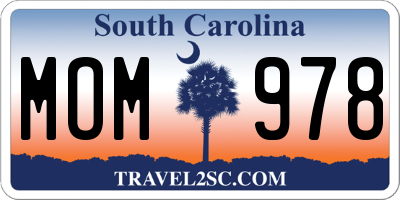 SC license plate MOM978