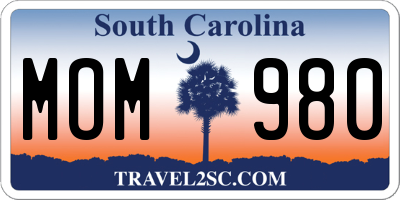 SC license plate MOM980