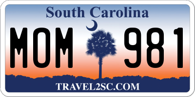 SC license plate MOM981