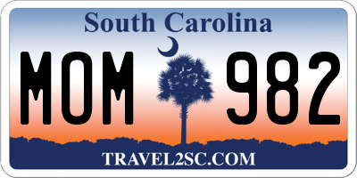 SC license plate MOM982