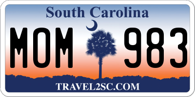 SC license plate MOM983
