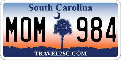 SC license plate MOM984