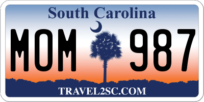SC license plate MOM987
