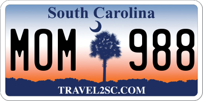 SC license plate MOM988
